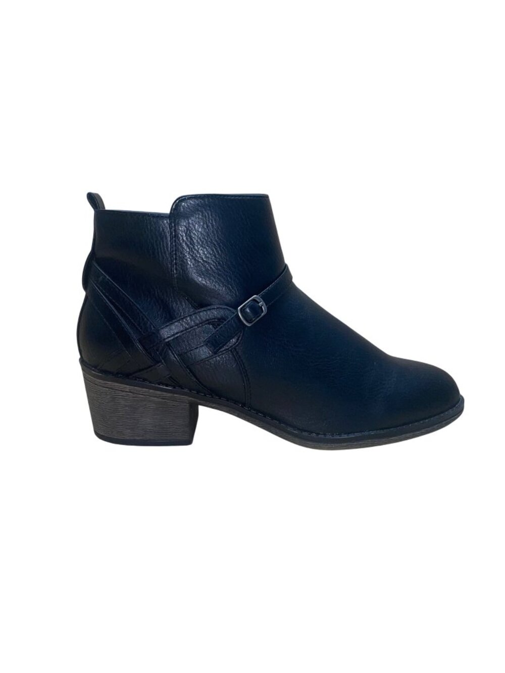 White Mt. Women’s Black Man-Made With Side Buckle Detail Ankle Boots Size 9.5M